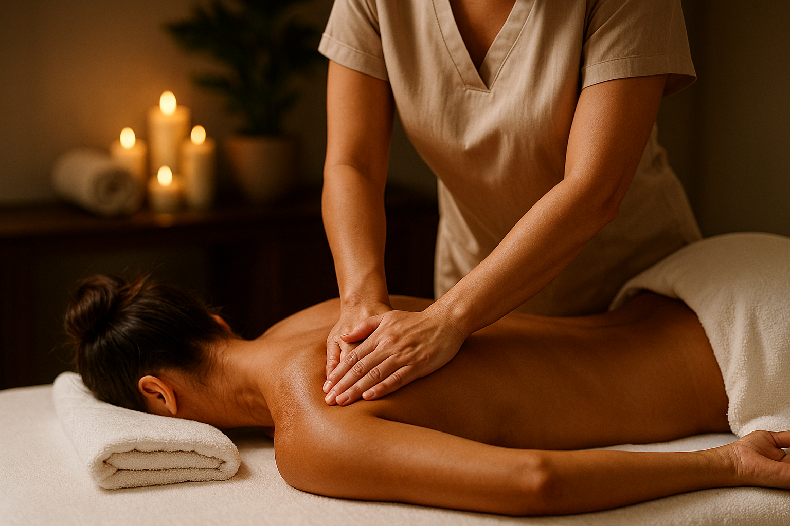 Therapist performing Shanghai massage press technique